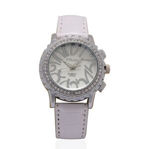 STRADA Austrian Crystal Watch Faux Leather Band